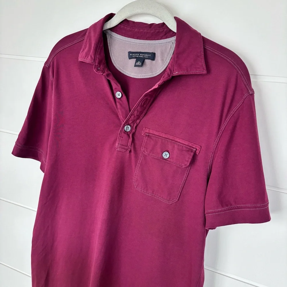 Banana Republic Maroon Red Polo Shirt Classic Short Sleeve Men's Size Small